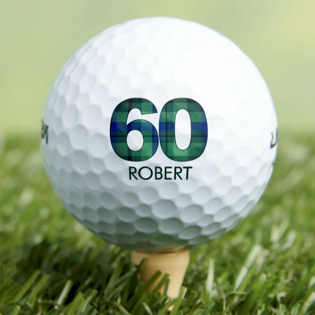 60th birthday golf balls 60 years golf plaid gift (Creator Uploaded)
