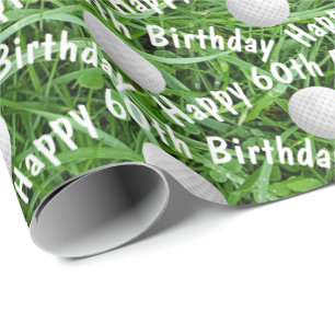 60th Birthday Golf Balls on Grass Wrapping Paper