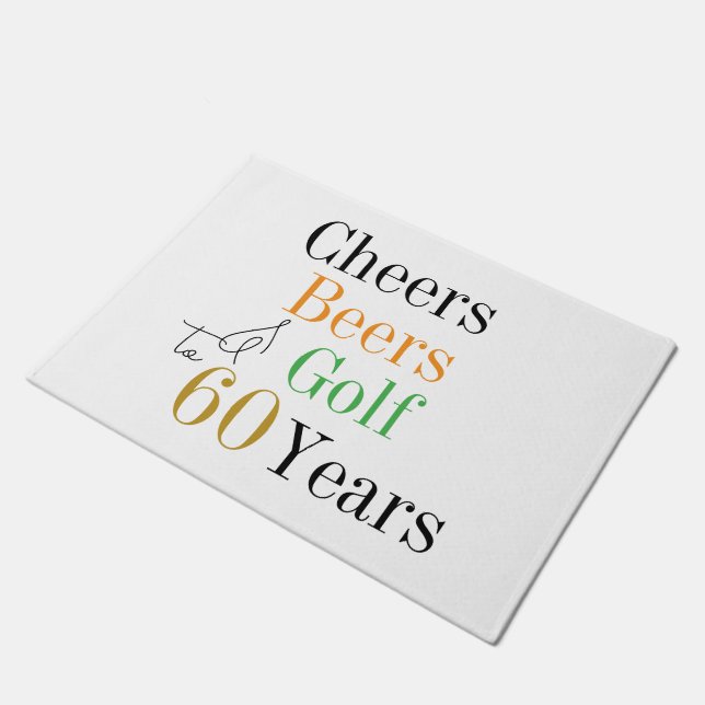 60th Birthday Golf Cheers Beers Minimal Doormat (Angled)