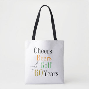 60th Birthday Golf Cheers Beers Minimal Party Tote Bag