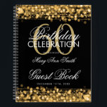 60th Birthday Guestbook Party Sparkles Gold Notebook<br><div class="desc">An elegant and sophisticated 60th (sixtieth) Birthday Guest Book template with Party Sparkles Gold design (featuring gold lights,  gold string and gold sparkles) with easy to customise text.</div>