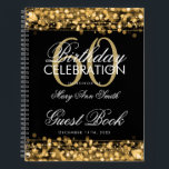 60th Birthday Guestbook Party Sparkles Gold Notebook<br><div class="desc">An elegant and sophisticated 60th (sixtieth) Birthday Guest Book template with Party Sparkles Gold design (featuring gold lights,  gold string and gold sparkles) with easy to customise text.</div>