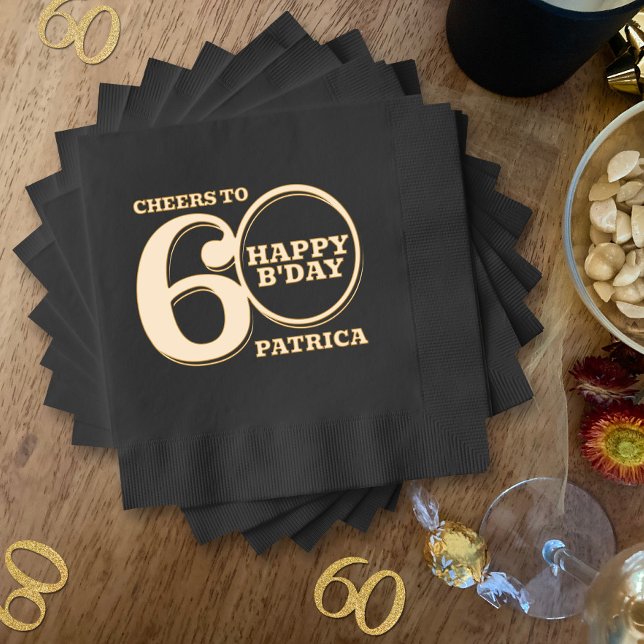 60th Birthday happy b'day custom name Foil Napkins (Creator Uploaded)