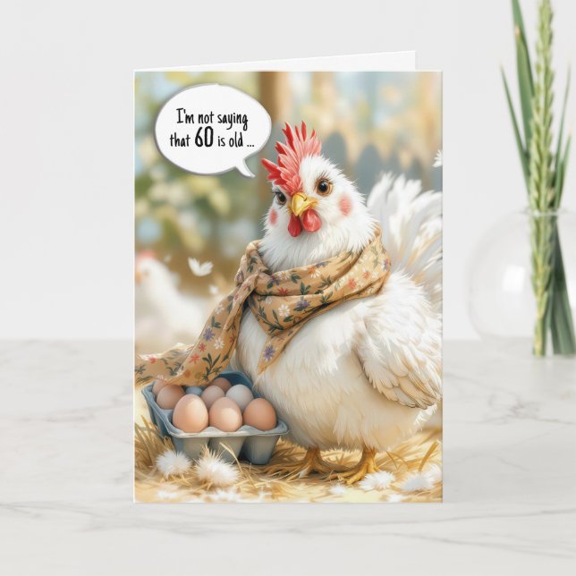 60th Birthday Hen With Eggs in Carton Card (Front)