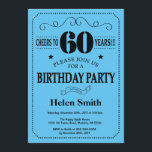 60th Birthday Invitation Black and Blue<br><div class="desc">60th Birthday Invitation Black and Blue Typography. Black and White Background. Adult Birthday. Male Men or Women Birthday. Kids Boy or Girl Lady Teen Teenage Bday Invite. 13th 15th 16th 18th 20th 21st 30th 40th 50th 60th 70th 80th 90th 100th. Any Age. For further customisation, please click the "Customise it"...</div>