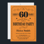 60th Birthday Invitation Black and Orange<br><div class="desc">60th Birthday Invitation Black and Orange Typography. Black and Orange Background. Adult Birthday. Male Men or Women Birthday. Kids Boy or Girl Lady Teen Teenage Bday Invite. 13th 15th 16th 18th 20th 21st 30th 40th 50th 60th 70th 80th 90th 100th. Any Age. For further customisation, please click the "Customise it"...</div>
