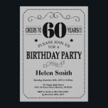 60th Birthday Invitation Black and Silver Grey<br><div class="desc">60th Birthday Invitation Black and Silver Grey Typography. Black and Silver Grey Grey Background. Adult Birthday. Male Men or Women Birthday. Kids Boy or Girl Lady Teen Teenage Bday Invite. 13th 15th 16th 18th 20th 21st 30th 40th 50th 60th 70th 80th 90th 100th. Any Age. For further customisation, please click...</div>