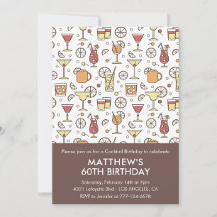 60th birthday invitation Cocktail Stylish Pattern 