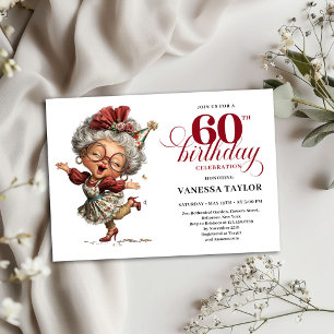 60th Birthday Invitation Funny Old Lady Humor 