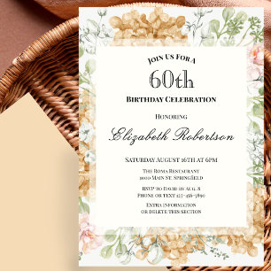 60th Birthday Invitation in Elegant Autumn Colours