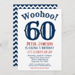 60th Birthday Invitation Mens Navy Blue<br><div class="desc">A funny and striking 60th birthday invitation for a husband,  friend,  father or grandad.</div>