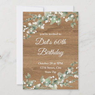 60th Birthday Invitation – Rustic Greenery Sixty