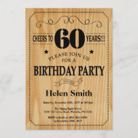 60th Birthday Invitation Rustic Wood