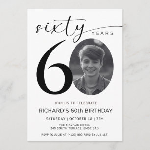 60th Birthday Invitation Template, Photo Collage, 