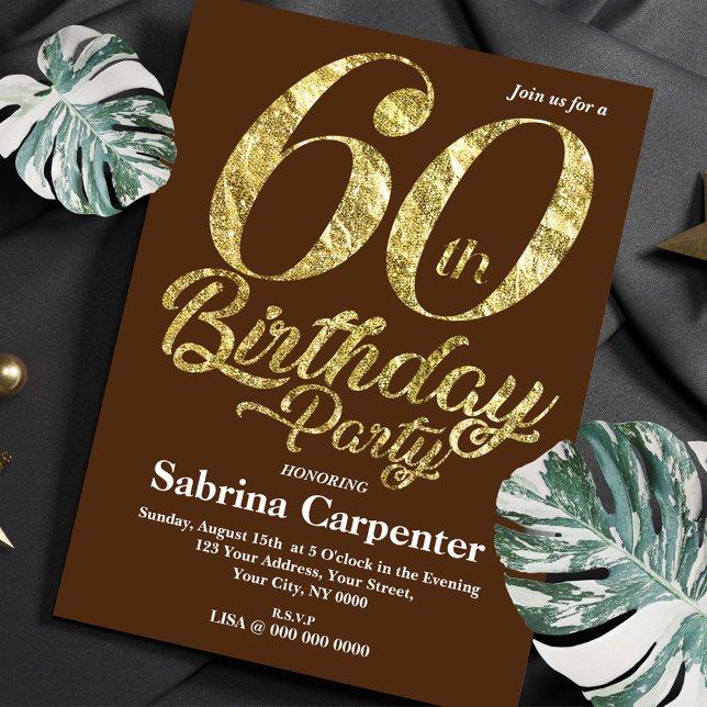 60th Birthday Invitation with Gold Effect (Creator Uploaded)