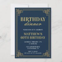 60th birthday invitations Birthday dinner Men