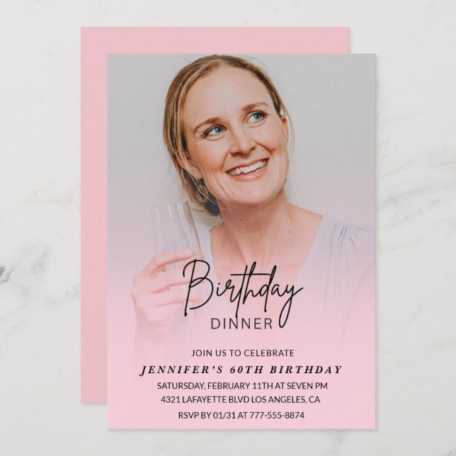 60th birthday invitations Birthday Dinner Photo (Front/Back)