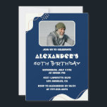 60th birthday invitations Men Photo Simple Blue<br><div class="desc">60th birthday invitations Men Photo Simple Blue</div>