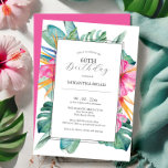 60th Birthday Invitations Tropical<br><div class="desc">Celebrate her 60th in style with these tropical luau pool party invitations! Perfect for a floral and Hawaiian themed birthday, these 60th birthday invitations feature beautiful watercolor flowers and palm leaves in shades of pink, orange, and green. Customise the template fields with your event details to make it truly unique....</div>