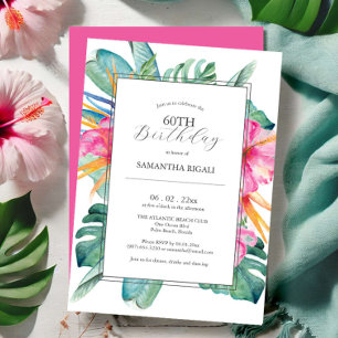 60th Birthday Invitations Tropical