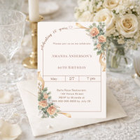60th birthday ivory cream florals ribbon