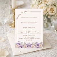 60th birthday ivory lavender florals 
