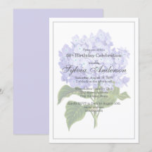 60th Birthday Lavender Hydrangea Invitation