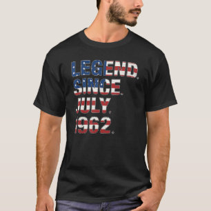 60th Birthday Legend Since July 1962 Usa Flag 60 Y T-Shirt
