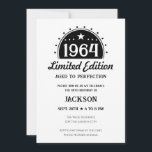60th Birthday Limited Edition Invitation<br><div class="desc">Fun Simple Faux Whiskey / Beer label stylised adult birthday party invitations. All text can be edited for your own party needs. Minimal black and white - Classic Vintage design.</div>