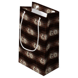 60th birthday-marque lights on brick small gift bag