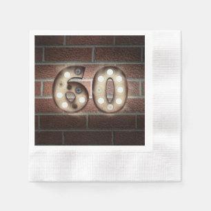 60th birthday marquee sign on brick wall napkin