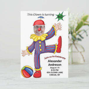 60th Birthday Mens New Funny Clown Epic Amazing  Invitation