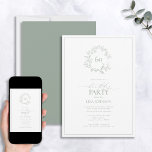 60th Birthday Modern Sage Green Leafy Crest Invitation<br><div class="desc">Celebrate the milestone of turning sixty in style! Send out these elegant 60th Birthday Modern Sage Green Leafy Crest Invitations and let everyone know you're ready to party in style. These invitations feature a hand drawn leafy wreath that completely encircles the milestone age, personalised with modern hand-lettered calligraphy. The matching...</div>