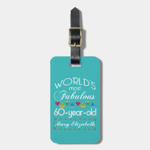 60th Birthday Most Fabulous Colourful Gem Luggage Tag