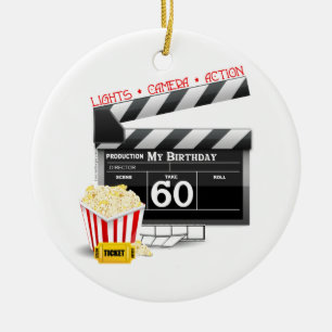 60th Birthday Movie Theme Ceramic Tree Decoration