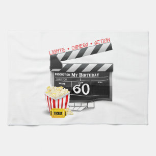 60th Birthday Movie Theme Tea Towel