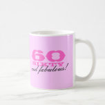 60th Birthday mug for women | 60 and fabulous!<br><div class="desc">60th Birthday mug for women | 60 and fabulous! Personalizable age number and pink colours. Cute bday gift for women.</div>