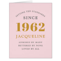 60th Birthday Name 1962 Pink Elegant Chic Card