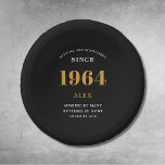 60th Birthday Name 1964 Black Gold Elegant Chic<br><div class="desc">1964 Setting The Standards Paper Bowls: 60th Birthday Customisable Black Gold Elegant Chic Dining Ware. Celebrate a momentous milestone with our fully customisable 1964 Setting The Standards Paper Bowls. Embellished with an elegant black and gold design, these bowls add a luxe touch to the celebration. Ideal for snacks, dessert or...</div>