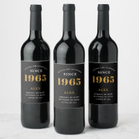 60th Birthday Name 1965 Black Gold Elegant Chic