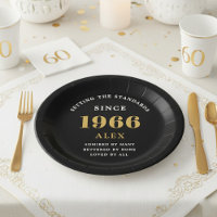 60th Birthday Name 1966 Black Gold Elegant Chic