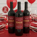 60th Birthday Name 1966 Red Gold Elegant Chic Wine Label<br><div class="desc">1966 Vintage 60th Birthday Red & Gold Elegant Wine Label. Celebrate your milestone with our exclusive 1966 Vintage 60th birthday wine label. The meticulously designed label with stunning black and gold hues effortlessly enhances the visual appeal of your favourite wine. The year 1966, prominently featured on the label, adds a...</div>