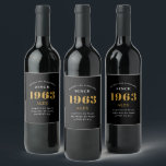 60th Birthday Name Black Gold Elegant Chic Wine Label<br><div class="desc">A personalised elegant wine label that is easy to customise for that special occasion.</div>