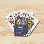 60th birthday navy blue gold stars photo playing cards<br><div class="desc">60th Birthday Navy Blue & Gold Stars Custom Photo Playing Cards Celebrate 60 in sparkling style! This elegant uneven coloured navy blue wine label with faux gold stars is the perfect personalised touch for your milestone celebration. Featuring space for your custom photo, name, age, date, Details: • Customise with your...</div>