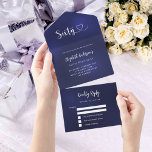 60th Birthday navy blue silver rsvp All In One Invitation<br><div class="desc">A navy blue background. The blue colour is uneven.  Personalise and add name,  party details,  RSVP date,  return address and name.  Sixty with a heart.</div>