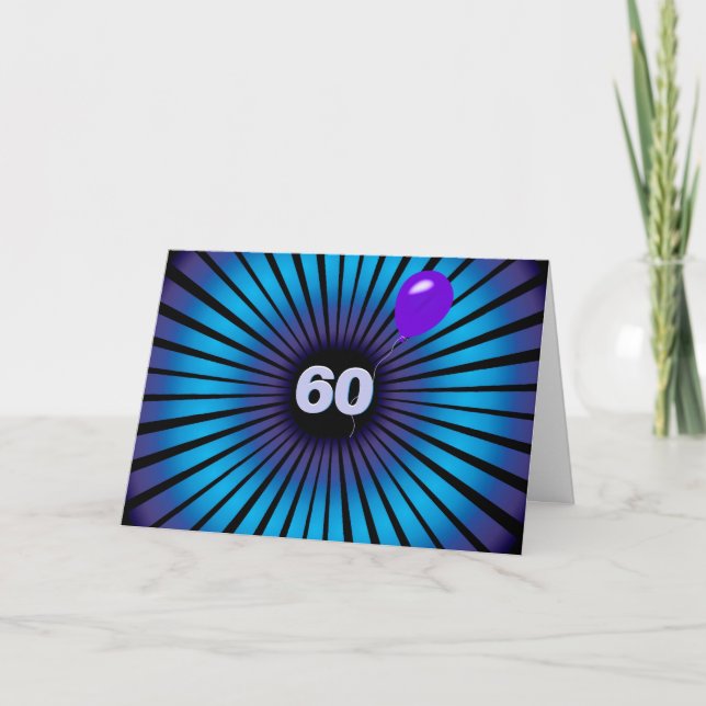 60th Birthday Neon Optical Illusion  Card (Front)