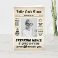 60th Birthday Newspaper, Add Photo, Personalised
