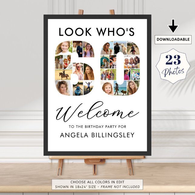 60th Birthday Number 60 23 Photos Look Who's 60 Poster (Creator Uploaded)