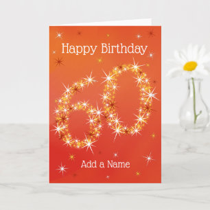 60th Birthday - Number 60 in Stars - Red - Age Card