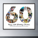 60th Birthday Number 60 Photo Collage Anniversary<br><div class="desc">Mark sixty years of wonderful memories and adventures with this captivating 60th Birthday Number Photo Collage. This customisable template is the perfect blend of creativity and sentiment, allowing you to create a truly memorable gift for your loved one's special day. Capture the essence of ten incredible years in a single...</div>